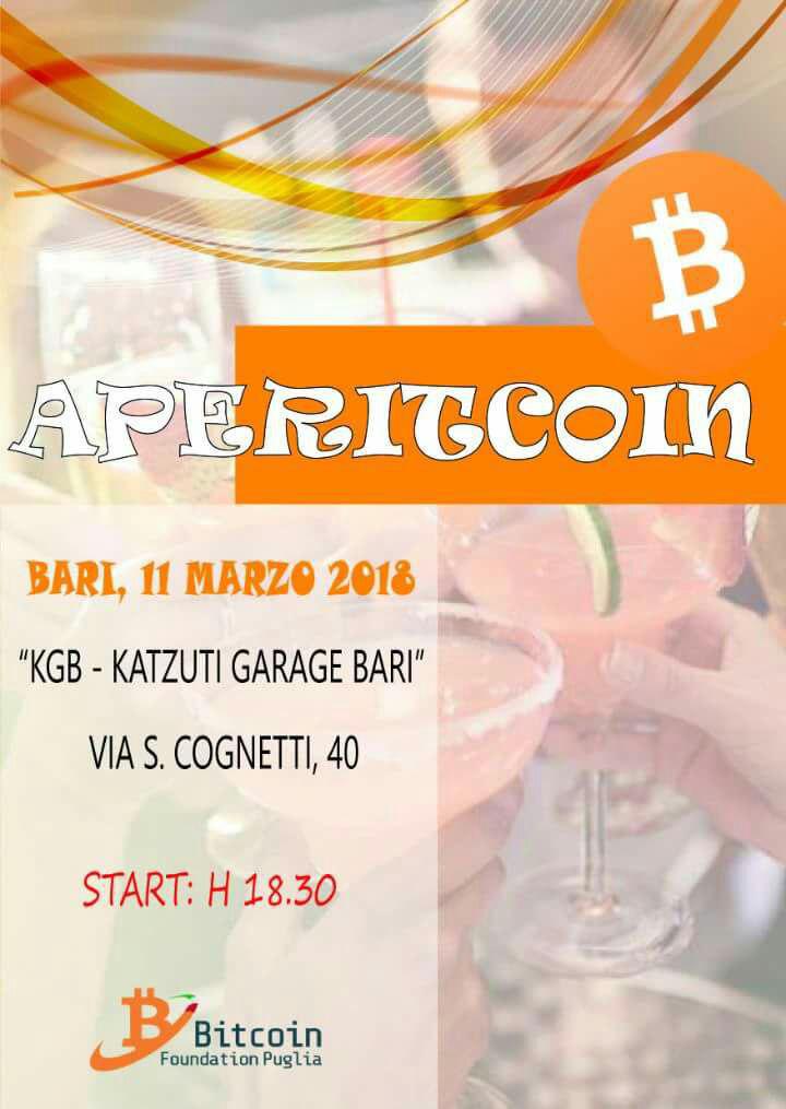 Locandina AperitCoin BFP, 11 Marzo 2018 a Bari
